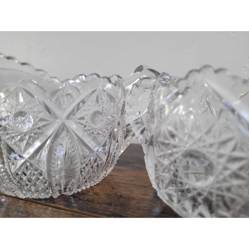 Crystal Cut Glass Creamer and Sugar Bowl | Vintage - Picture 7 of 11